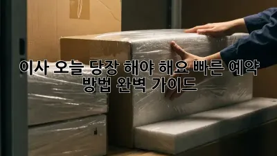 이사, 오늘 당장 해야 해요? 빠른 예약 방법 완벽 가이드!